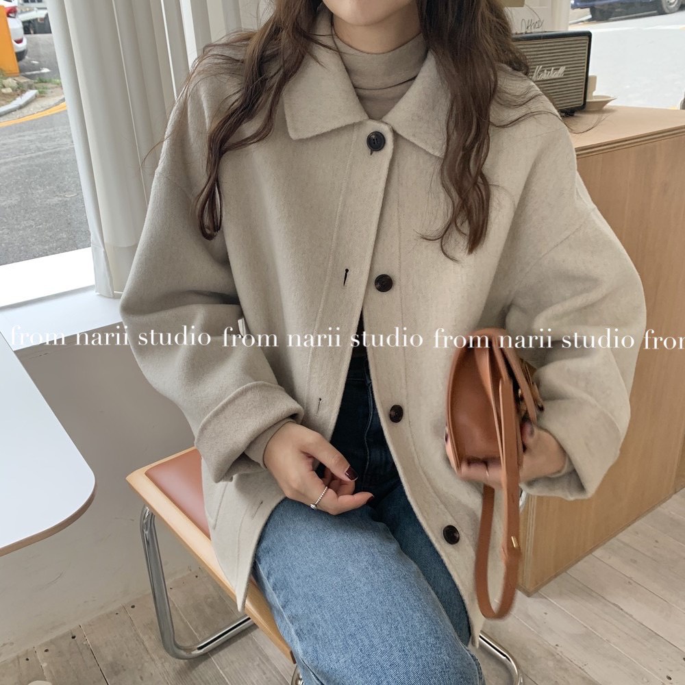 Áo khoác dạ nữ dáng dài tweed NARII dày dặn, ấm áp Hàn Quốc cao cấp