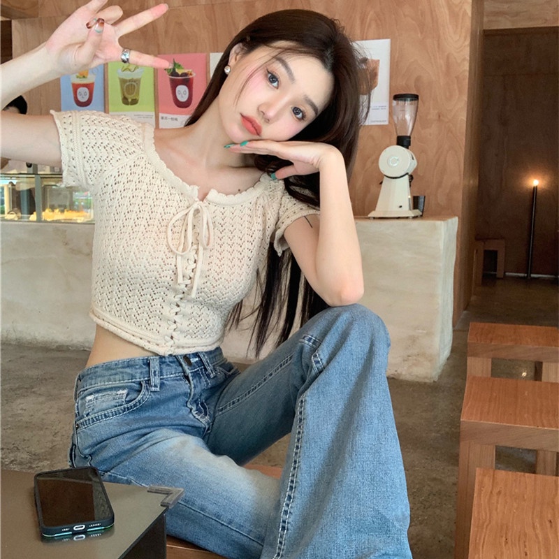 Áo Cardigan Dệt Kim Tay Ngắn Dáng Ôm Thiết Kế Cỡ Nhỏ Thời Trang Cao Cấp