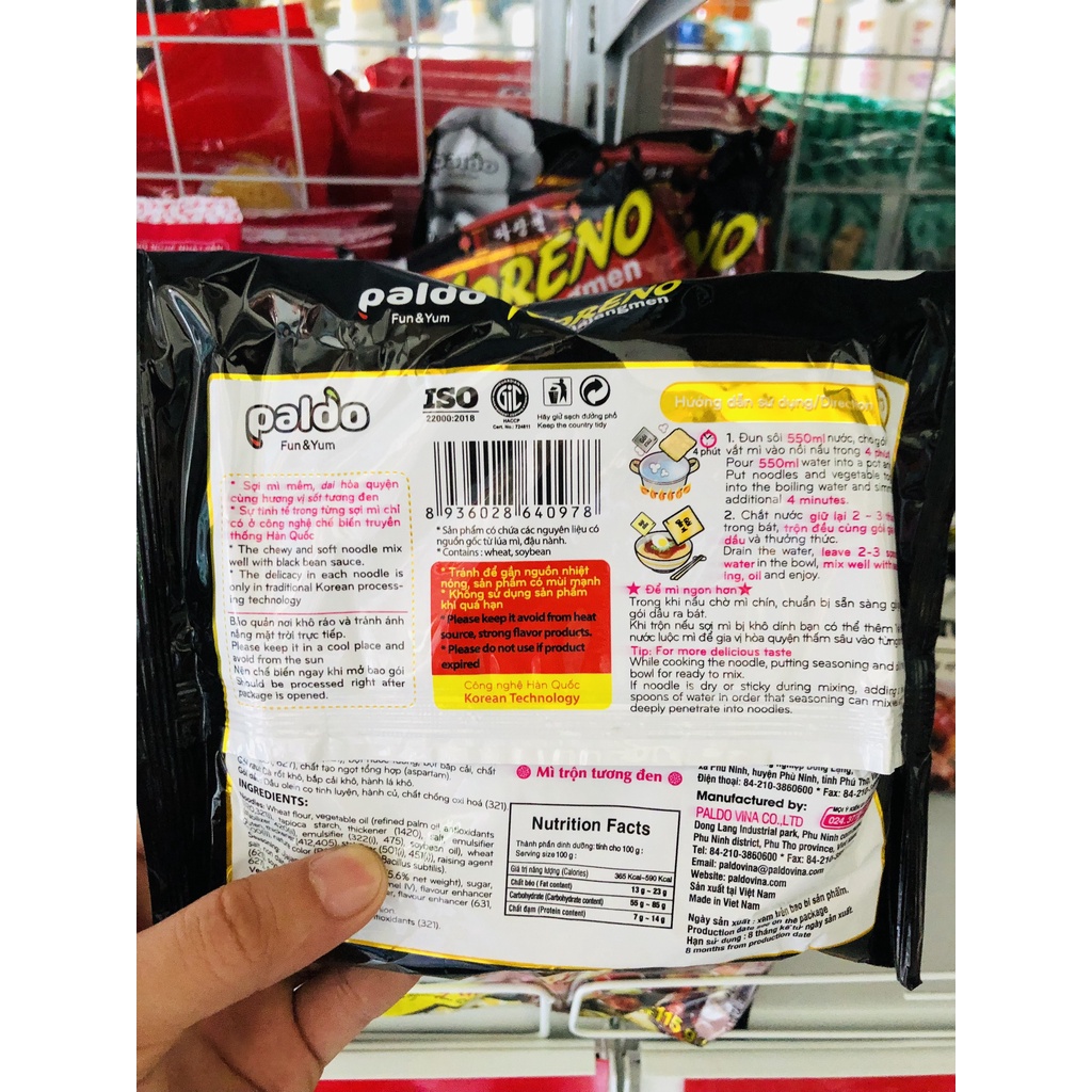 Mì trộn tương đen Koreno Jjajangmen gói 115g Date luôn mới
