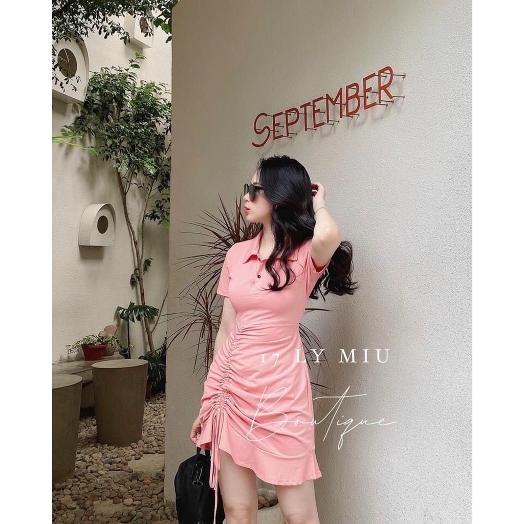 Đầm Nữ Tay Ngắn Họa Tiết 2 Màu Cưc Xinh Nhún Eo Xòe Đuôi Cá Thời Trang Dạo Phố Dễ Thương