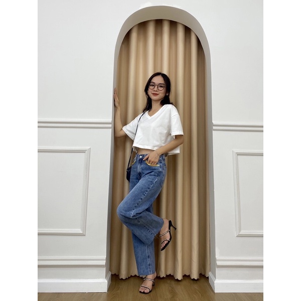 [LEN clothing] Quần jeans ống rộng thêu chỉ nhiều màu 8186