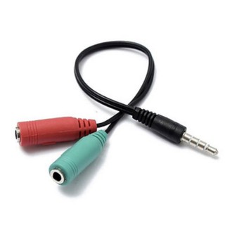 Cáp chia audio 3.5mm ra mic và loa - xanh đỏ