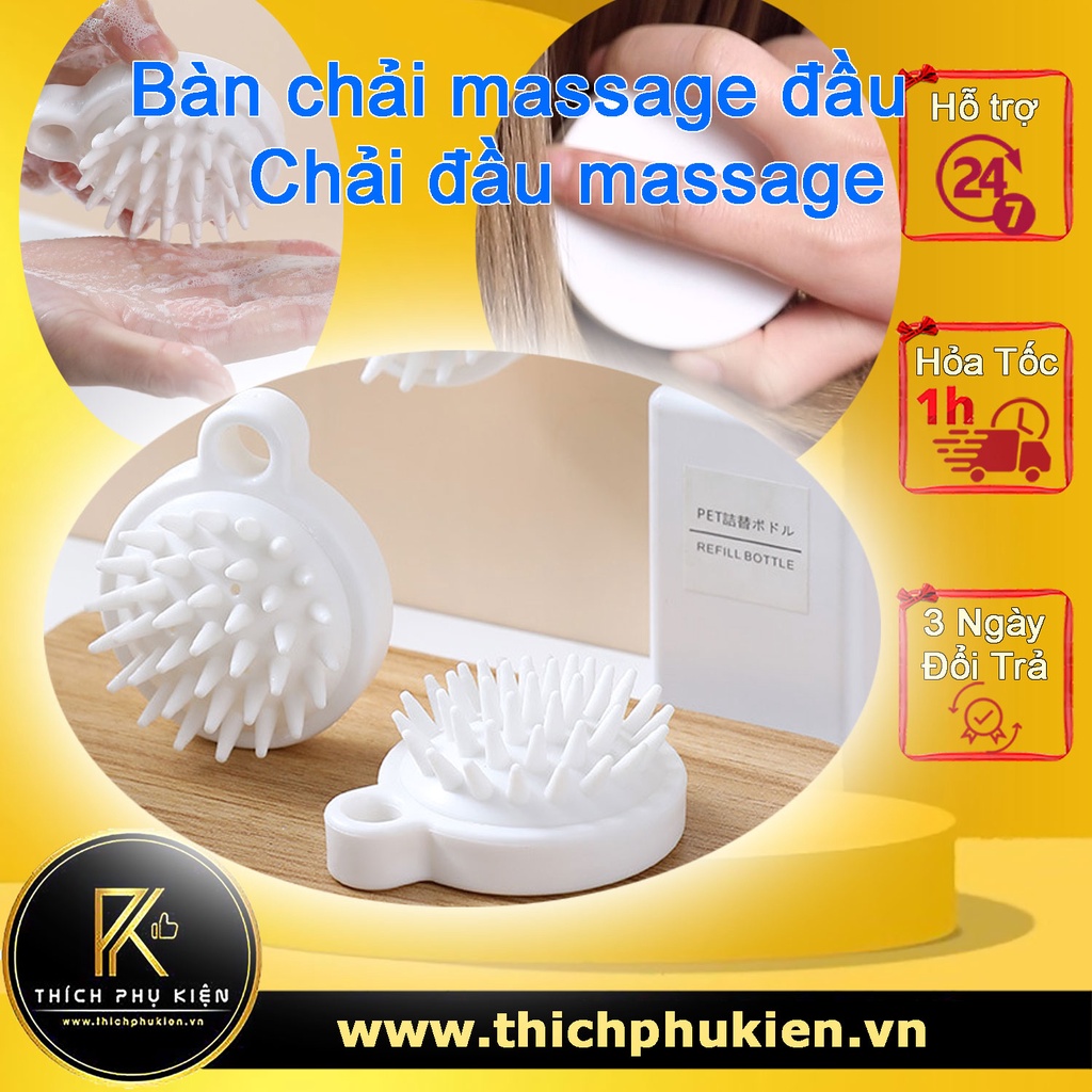 Bàn Chải Gội Đầu Massage, Lược Chải Đầu Massage Silicon