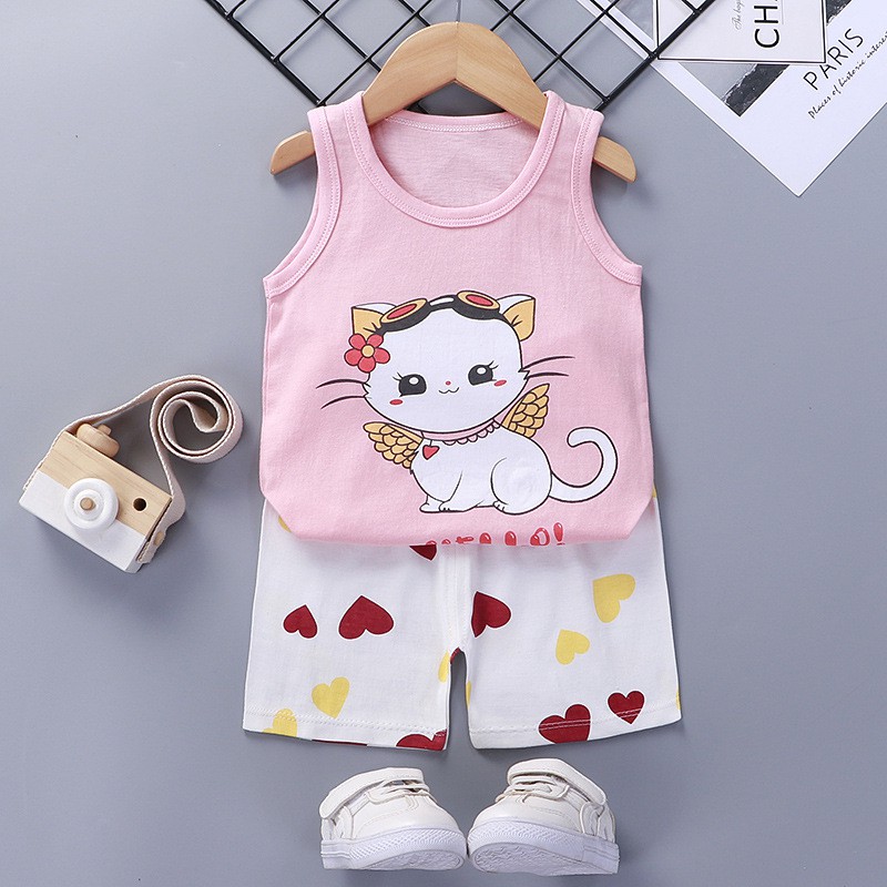 Bộ quần áo ba lỗ trẻ em,quần áo cộc tay chất liệu cotton ,mềm mịn thoáng mát cho bé,hàng Quảng Châu!