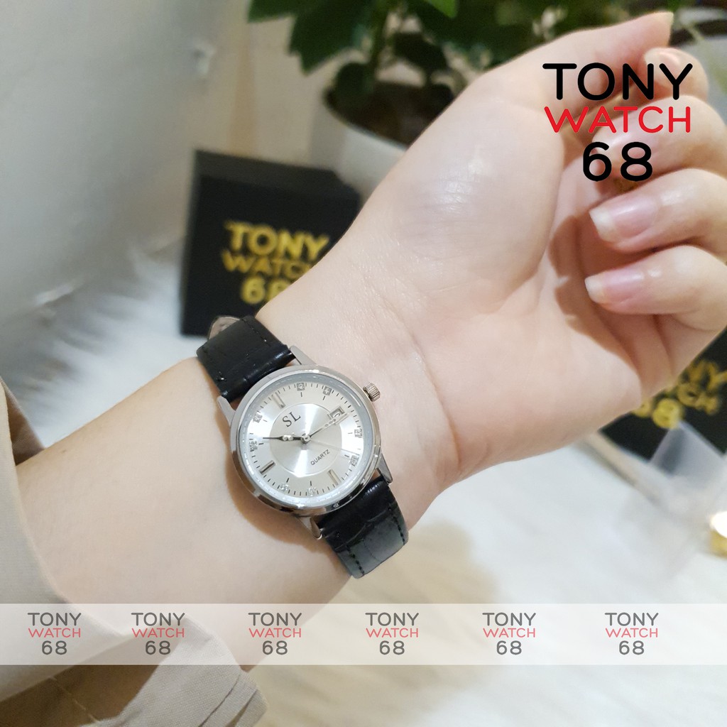 Cặp đồng hồ đôi nam nữ SL dây da chính hãng có lịch chống nước Tony Watch 68 | BigBuy360 - bigbuy360.vn