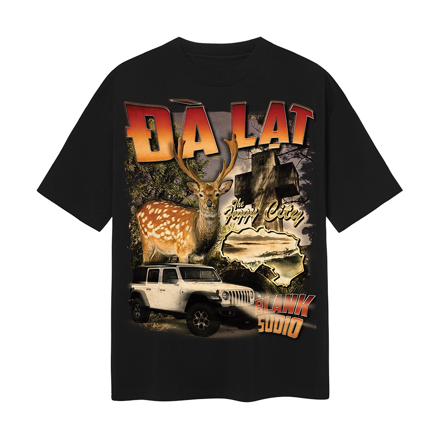 BLANK | Áo Thun ĐÀ LẠT Tay Lỡ Unisex - Đen/Trắng Cổ Tròn