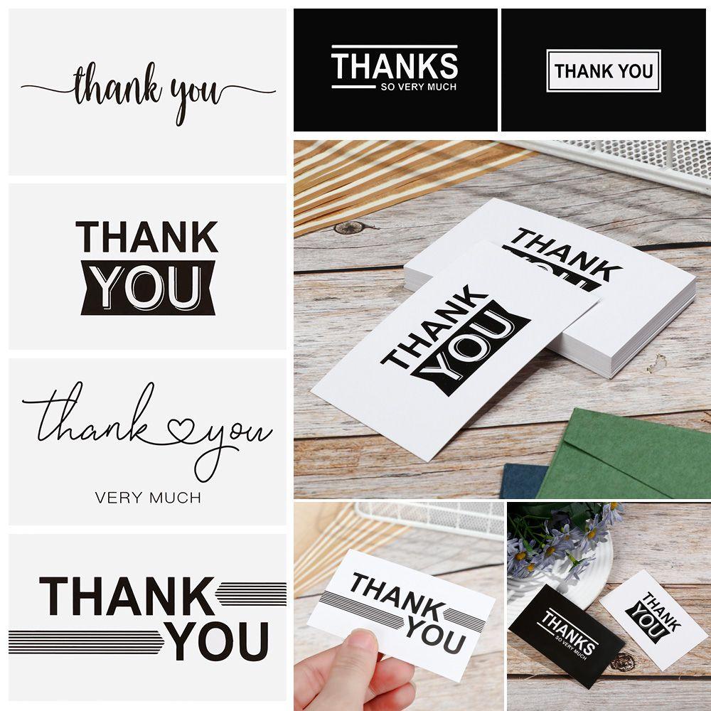 LETTER 50PCS Online Retail Greeting Labels Small Business Appreciation Cardstock Thank You Cards Packaging Decoration Gift Wrapping Black White 2.1x3.5 Inch DIY Postcards