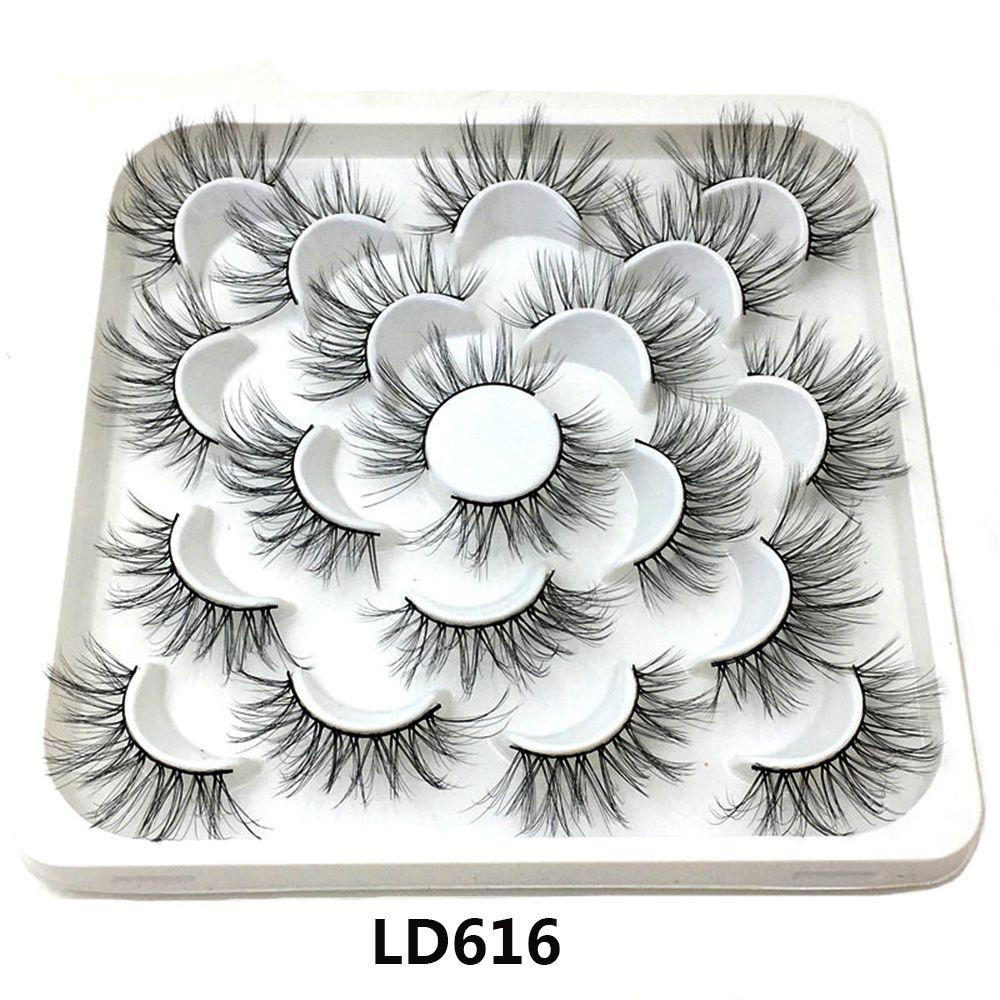 Bộ 10 Cặp Lông Mi Giả SKONHED 100% Lông Chồn 3D Trang Điểm Làm Đẹp