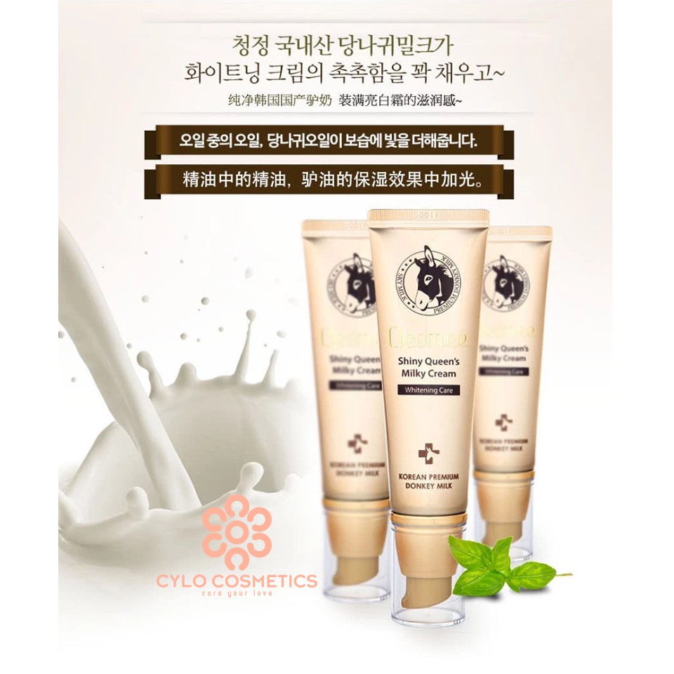 Tinh chất sữa lừa trắng da ban ngày CLEOMEE SHINY QUEENS MILKY CREAM Whitening Care