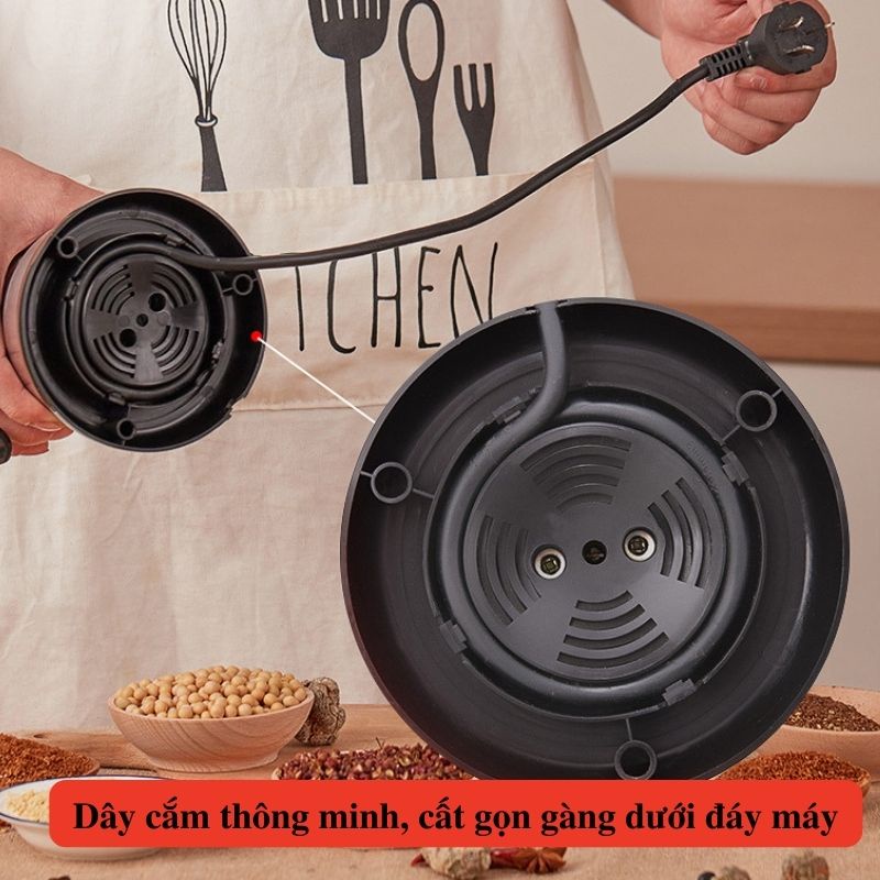 Máy xay hạt khô ngũ cốc, Máy say gia vị lưỡi dao 6 cánh nghiền mịn các loại hạt tiện dụng trong gia đình