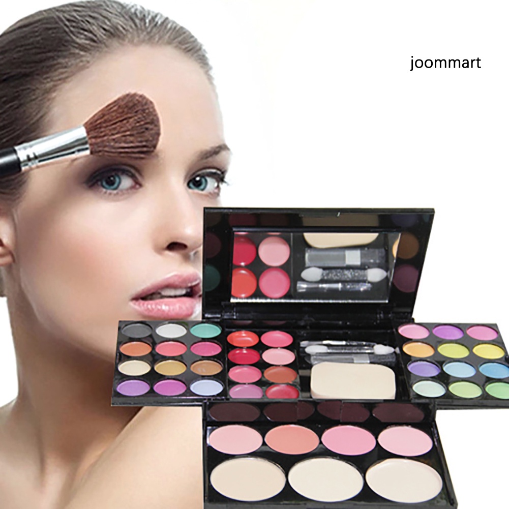 【JM】Blusher Lip Gloss Shimmers Eyeshadow Palette Makeup Kit Brush Mirror Cosmetic Set