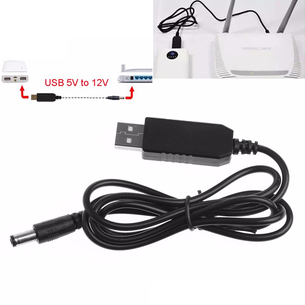 Dây cáp USB nâng áp từ 5V lên 9V 12V dùng modem router WiFi với sạc dự phòng khi mất điện