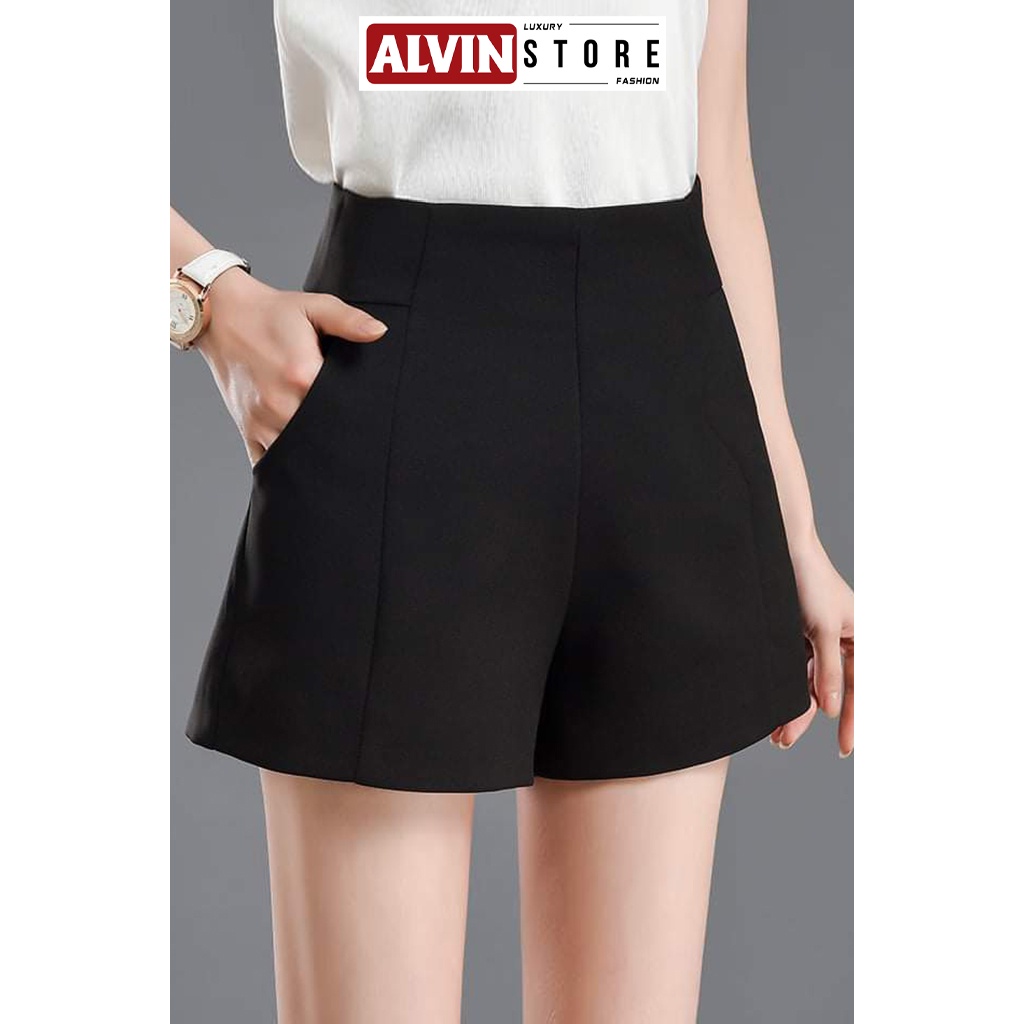 Quần Short Đùi Nữ Cạp Cao Dây Kéo Sau Mặc Đi Chơi Sang Đẹp Alvin Store 11004
