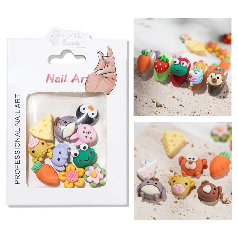 [Hàng mới về] Túi 10 phụ kiện trang trí móng nghệ thuật họa tiết chú gấu 3d hoạt hình dễ thương