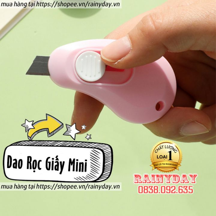 Dao rọc giấy mini treo móc khóa, dao cắt giấy bỏ túi lưỡi inox