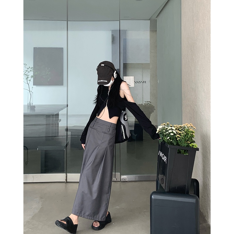 Set Áo Trễ Vai Dài Tay + Chân Váy Chữ A Lưng Cao Thời Trang Hàn Cho Nữ