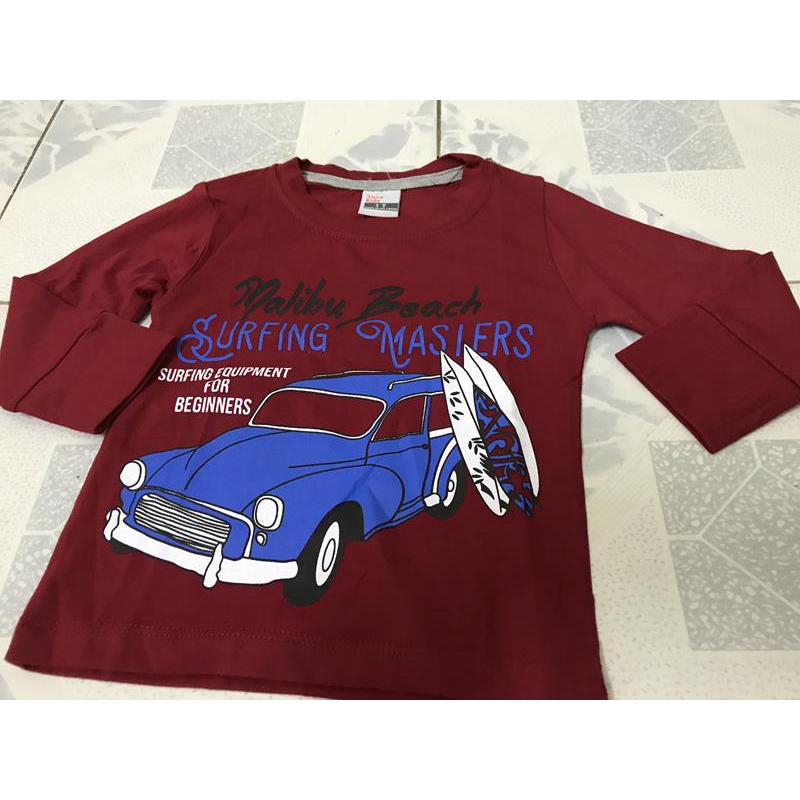 Bộ quần áo bé trai hình Ô tô mầy xanh, đỏ đun