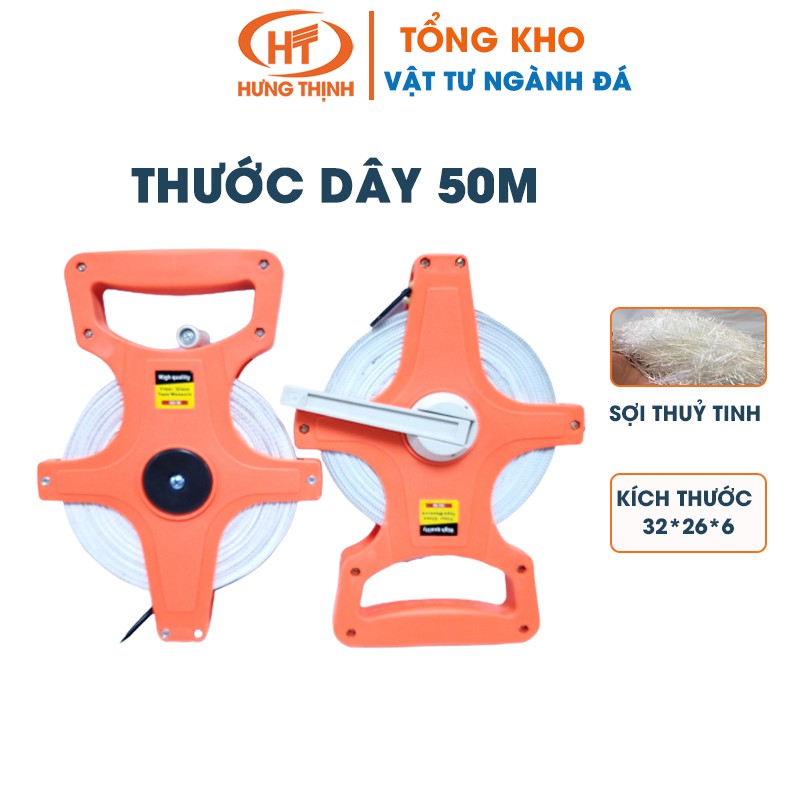 Thước dây 50M hàng cao cấp- Thước cuộn sợi thuỷ tinh có tay cầm