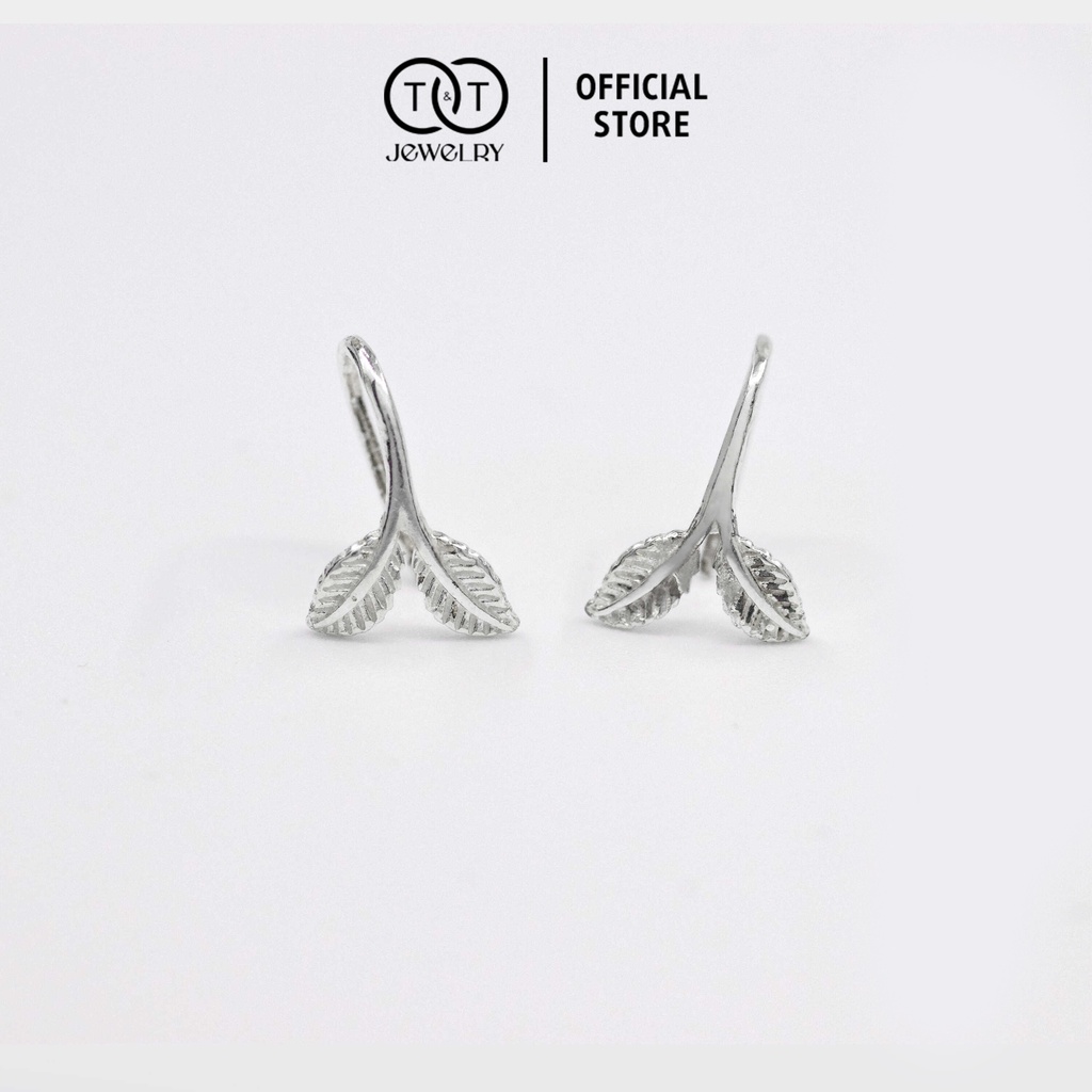 Bông Tai Bạc s925 T&amp;T Jewelry chiếc lá cao cấp cho nữ BT06