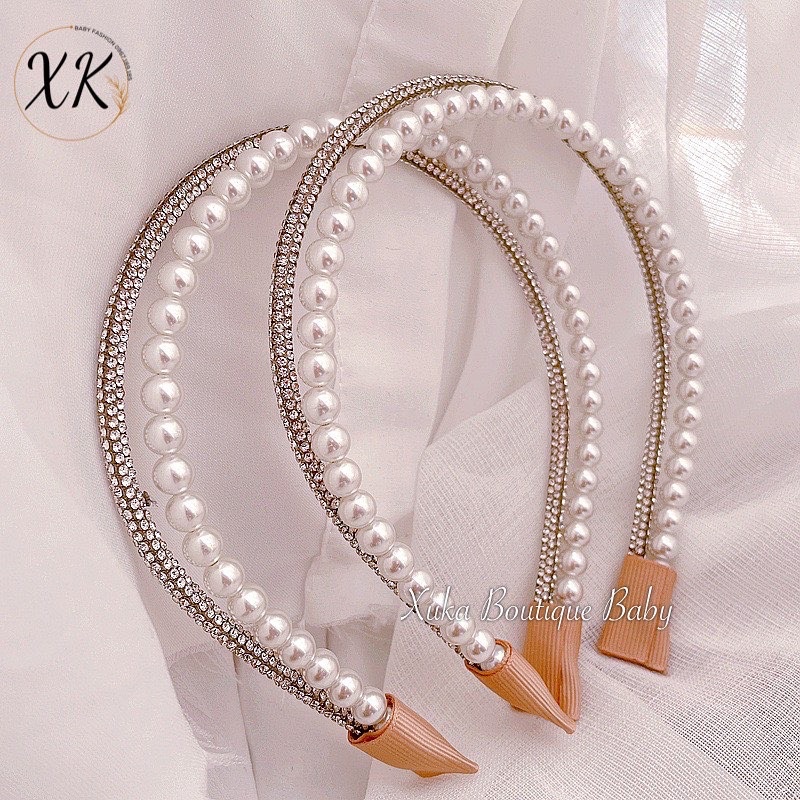 Bờm Cài Tóc Ngọc Kim Cương Party Style Hàn Quốc Cho Bé, Phụ Kiện Cài Tóc Tiểu Thư Quảng Châu Cao Cấp Bé Gái [ẢNH THẬT