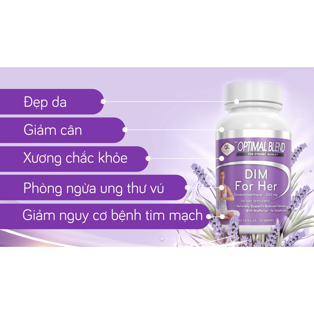 Viên Uống Dim For Her Olympian Labs Giúp Sản Sinh Estrogen Tốt Cho Nữ Giới Hộp 30 Viên - NT095