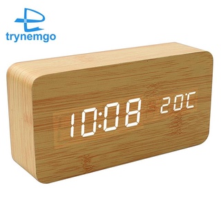 Wooden LED Alarm Clocks Digital Display Table Clock Black