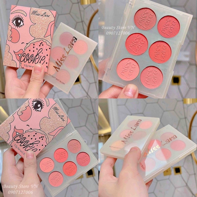 [FREESHIP] Bảng Phấn Má Hồng &amp; Phấn Mắt Mini 6 Ô Blusher Eyeshadow Palette