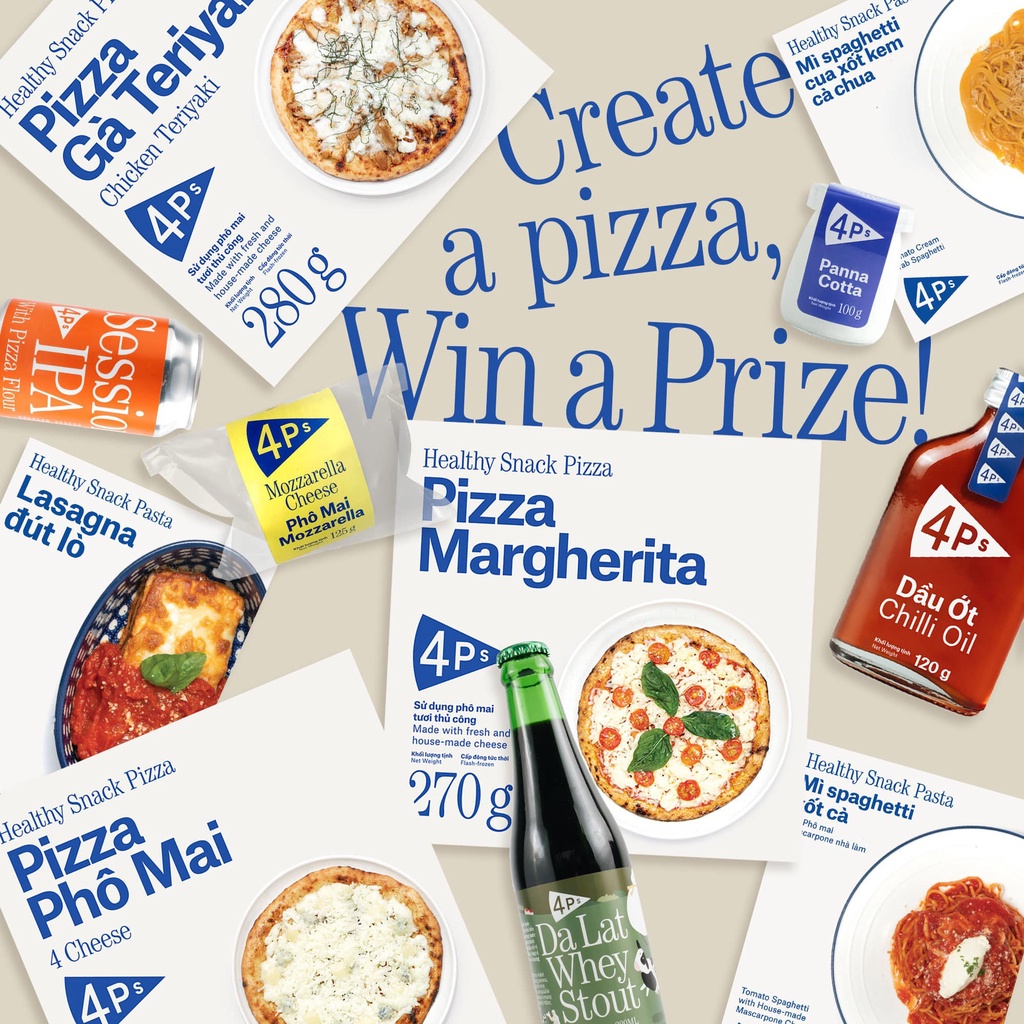 Pizza 4P's đông lạnh ăn ngay 4 vị không hộp