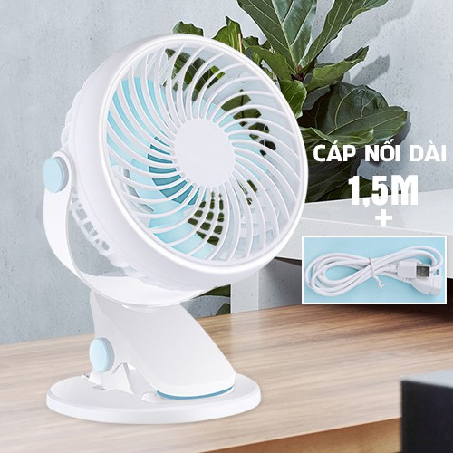 Quạt Kẹp Bàn Xoay 360 độ (USB), Kẹp chắc chắn – Siêu Mát ( tặng dây nối 1m6)