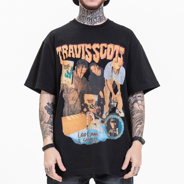 Áo thun tay lỡ Travis Scott nam nữ cao cấp Ulzzang Unisex Fullsize AT02