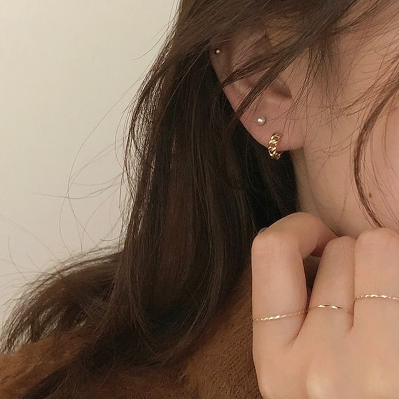 We Flower Khuyên tai mạ vàng 14K dạng mắt xích hợp thời trang cho nữ
