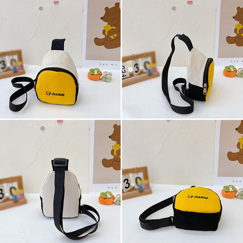 Túi Đeo Chéo Ngực Bằng Vải Canvas In Chữ Phong Cách Hàn Quốc Dành Cho Bé Trai