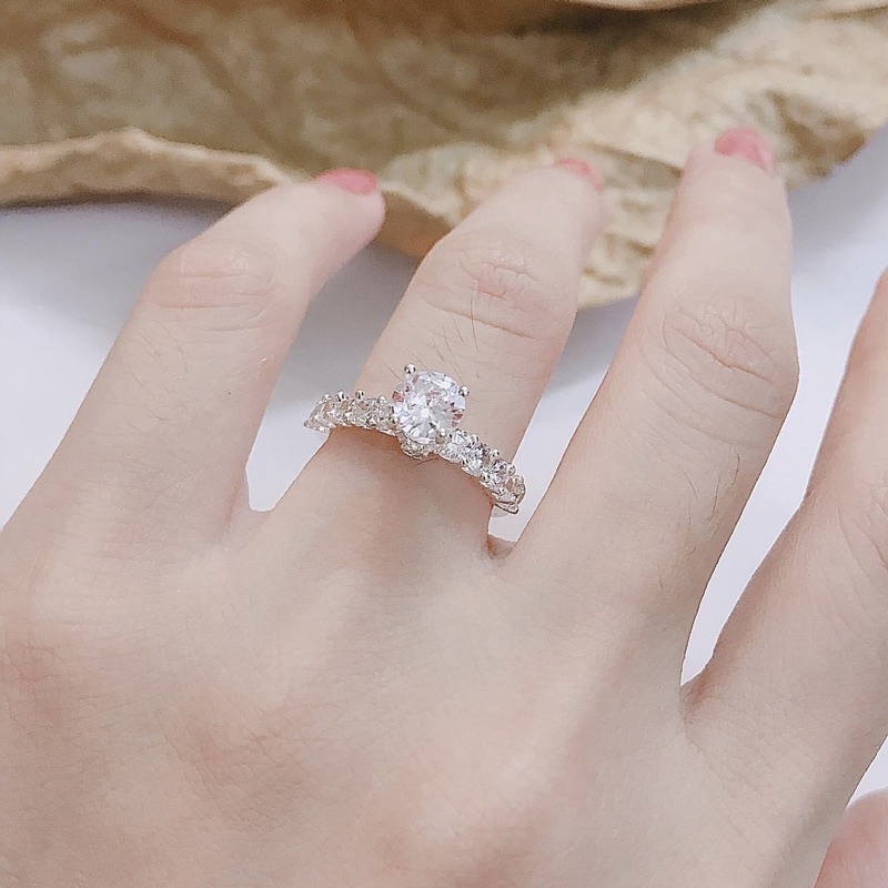 Nhẫn nữ Bạc ta đá cao sắc nét , dày dặn , sáng bóng - Vàng bạc Khải Khải