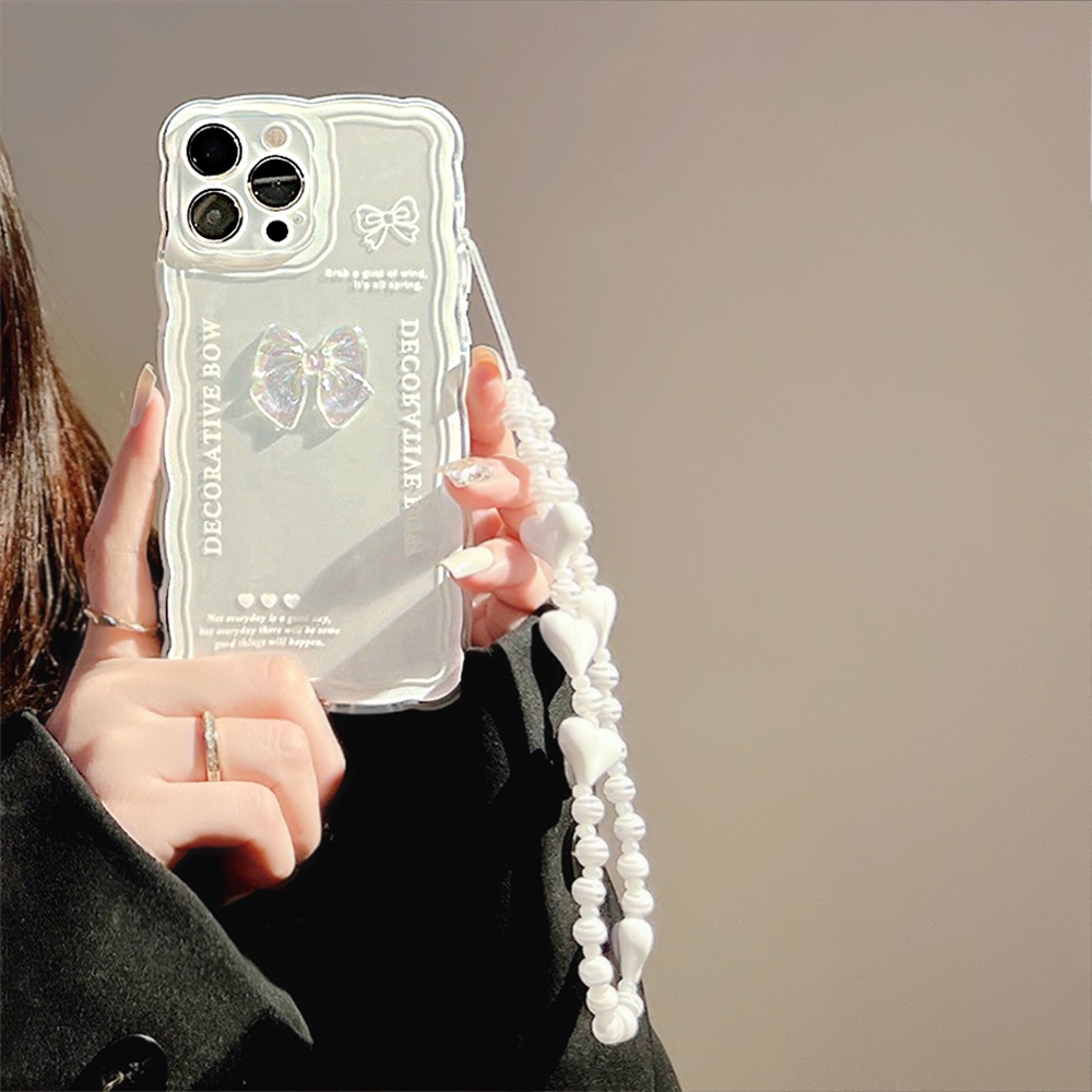 Ốp Điện Thoại TPU Mềm Trong Suốt Chống Sốc Đính Nơ Cho iPhone 11 12 13 Pro max mini XS max xr 7 8 se2020 plus