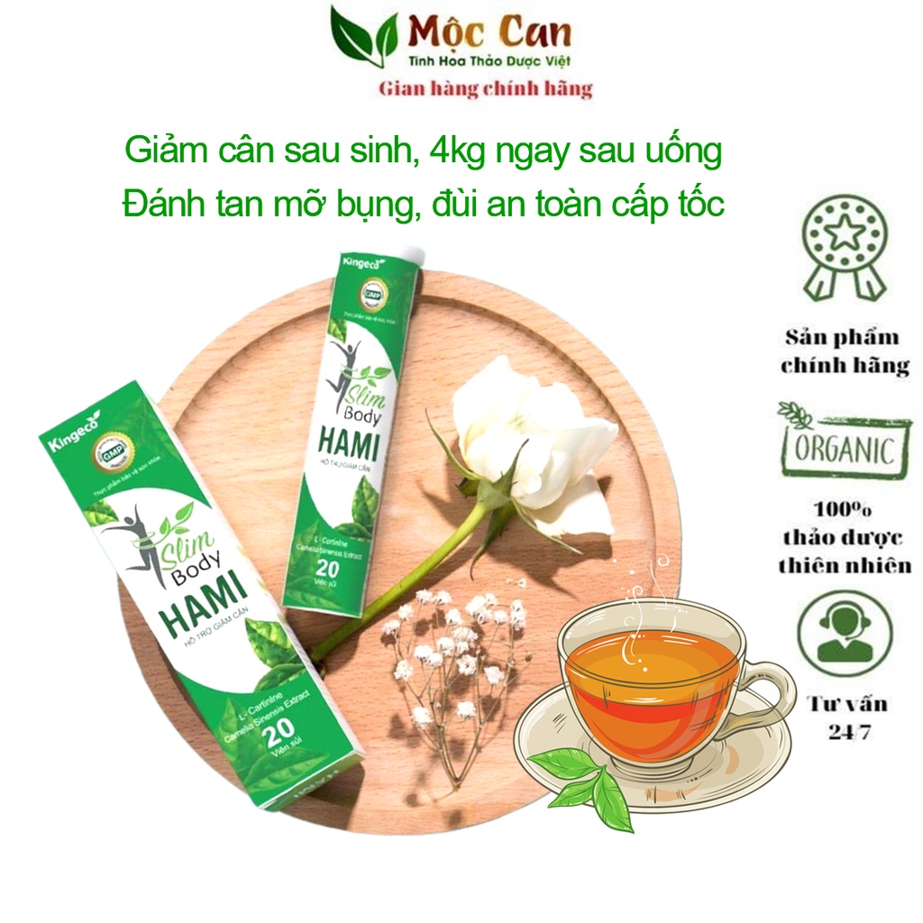 Viên sủi giảm cân sau sinh cấp tốc giảm đều mỡ bụng đùi bắp tay an toàn hiệu quả Slim Hami hộp 20 viên