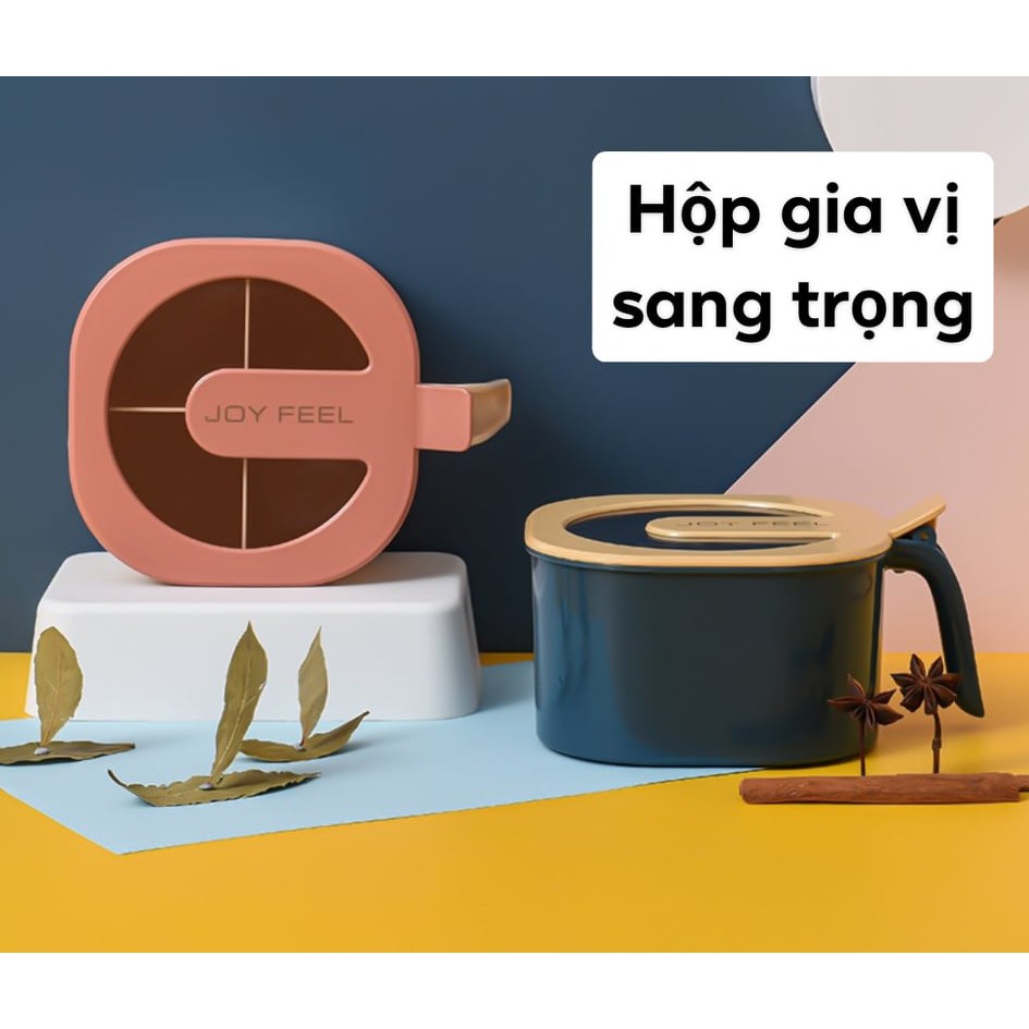 [HỘP GIA VỊ SANG TRỌNG] Hộp Đựng Gia Vị 4 Ngăn Có Nắp Đậy Siêu Sang Trọng, Tiện Ích Thông Minh Nhà Bếp