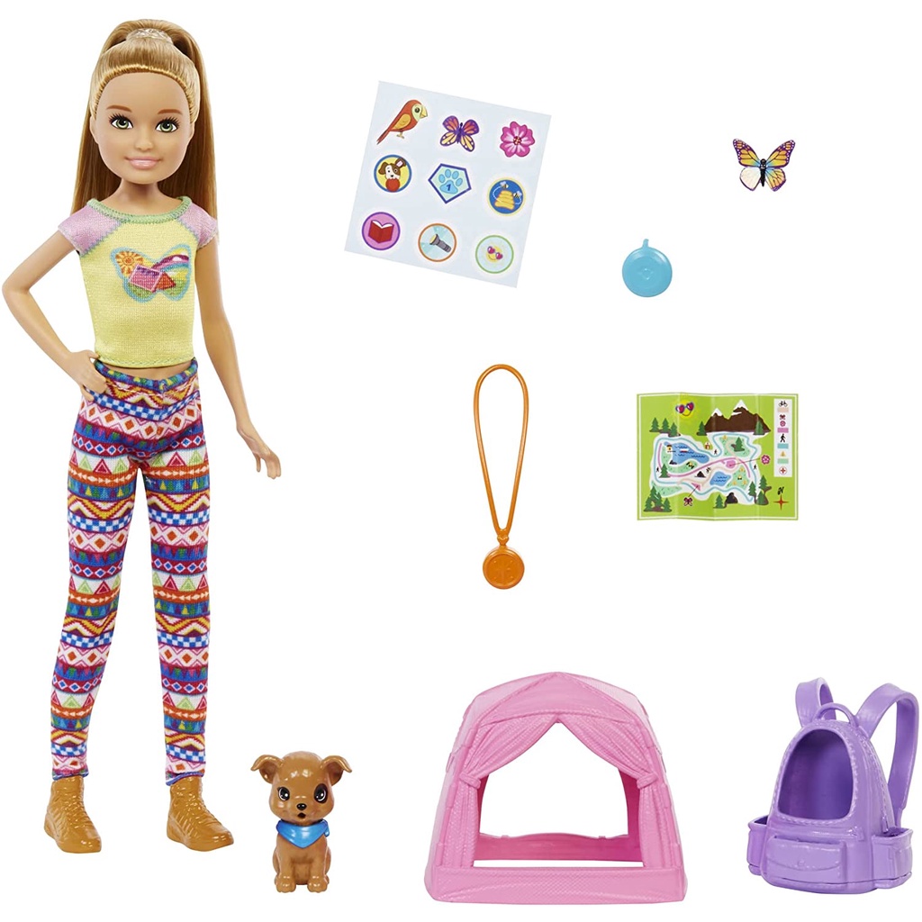 MỚI Búp Bê Barbie Malibu Brooklyn Stacie Chelsea Đi Cắm Trại It Takes Two Camping