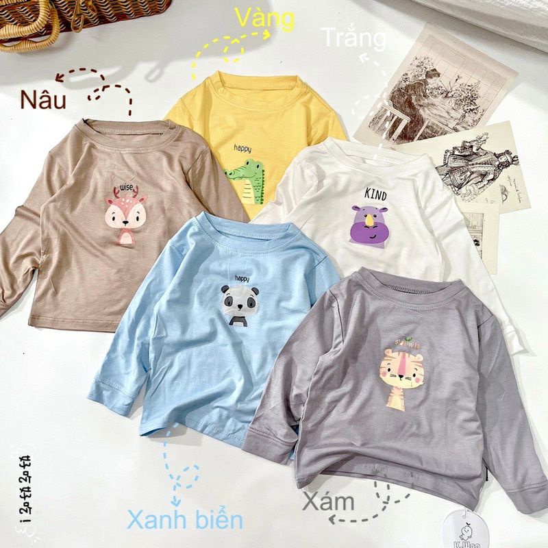 KWOO ÁO THUN LẠNH DÀI TAY CHO BÉ TRAI IN HÌNH DỄ THƯƠNG