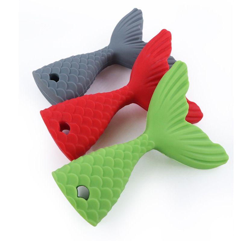 Đồ Chơi Ngậm Nướu Hình Đuôi Cá Bằng Silicone Không BPA Dành Cho Trẻ Em