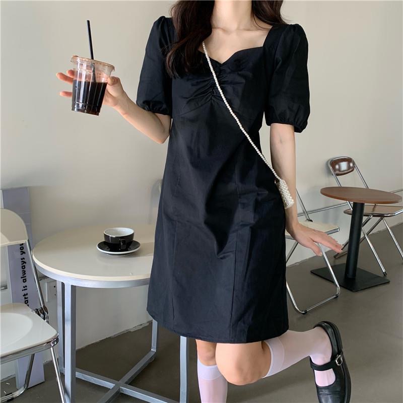 Đầm Tay Phồng Ôm Dáng Thiết Kế Mới Thời Trang Theo Phong Cách Hàn Quốc Cho Nữ