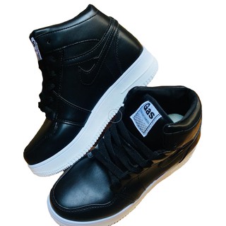 Giày thể thao Sneaker Nữ cổ cao màu đen chất liệu da GAS năng động cá tính - phuishop