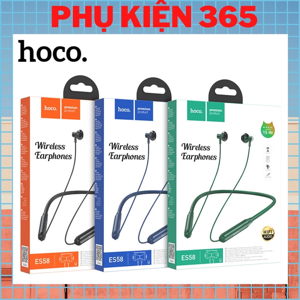Tai nghe Bluetooth ES58 V5.0, thiết kế thể thao thời gian đàm thoại và nghe nhạc lên đến 15h - CHÍNH HÃNG
