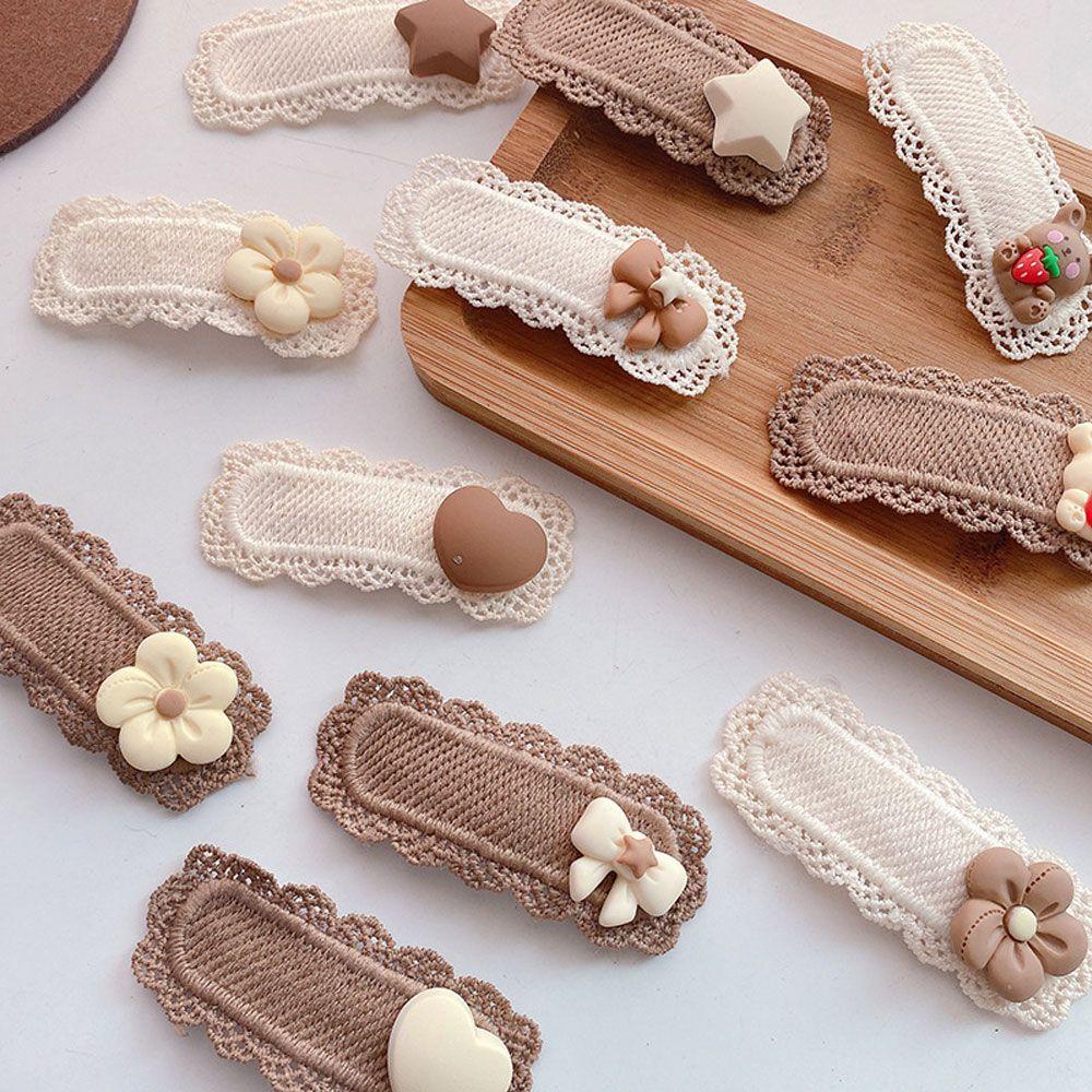 Bộ 2 Kẹp Tóc Hình Thỏ / Gấu / Ngôi Sao / Trà Sữa Màu