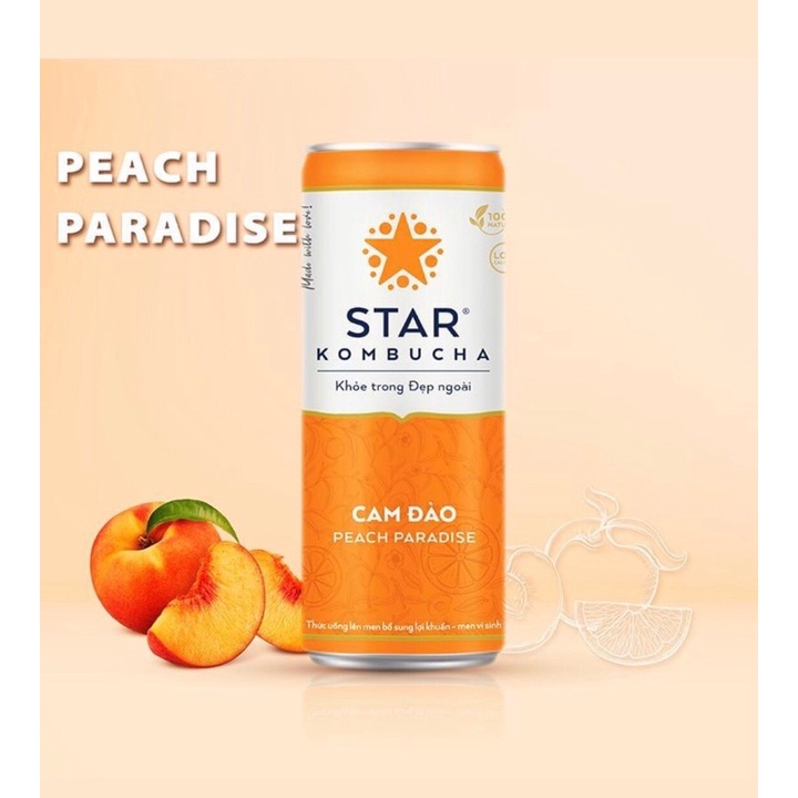 Trà Star Kombucha Bổ Sung Lợi Khuẩn - Men Vi sinh- Vị Cam Đào
