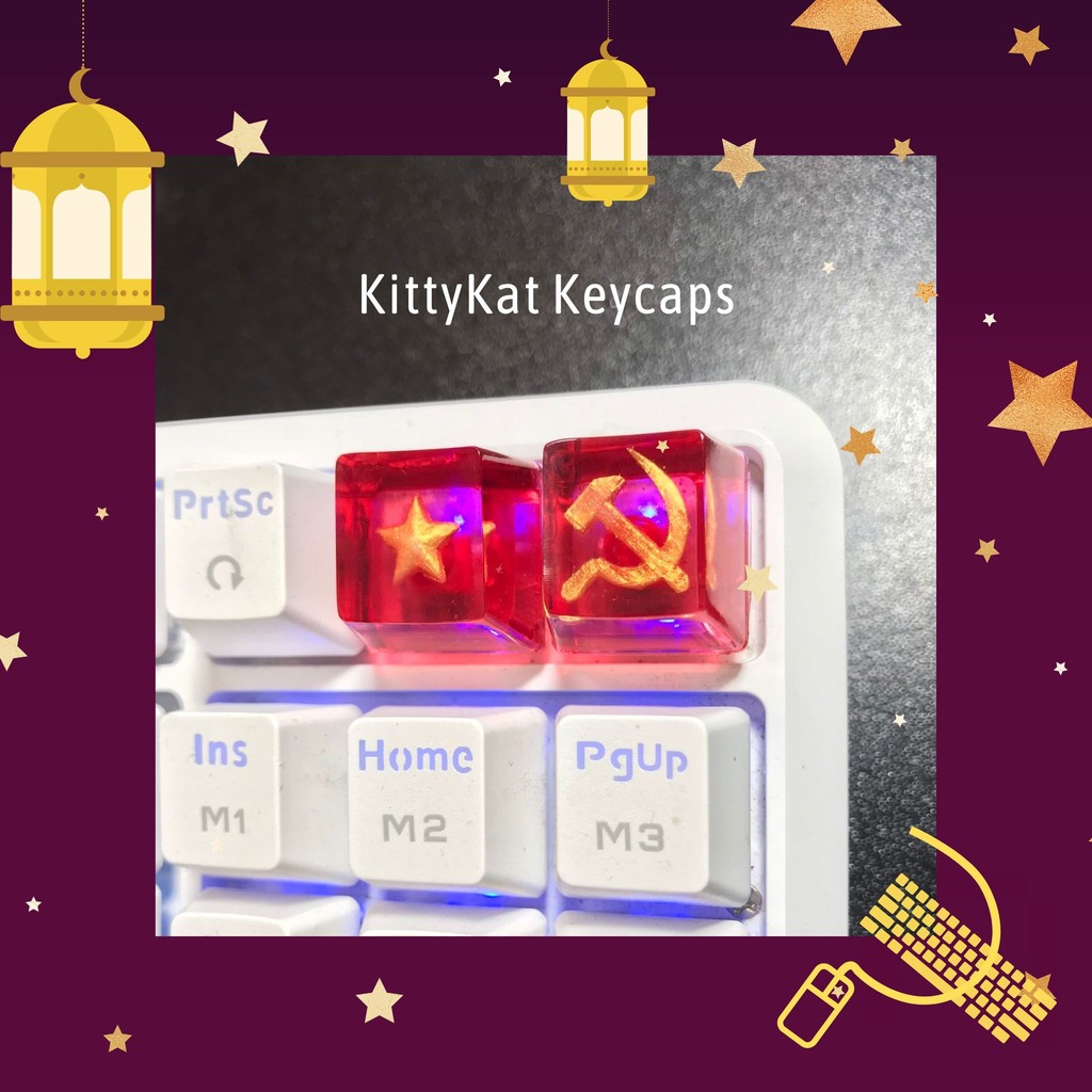 Keycap cờ Đảng búa liềm 🇻🇳 quốc kỳ Việt Nam xuyên led - Keycaps artisan cờ đỏ sao vàng trang trí bàn phím cơ gaming