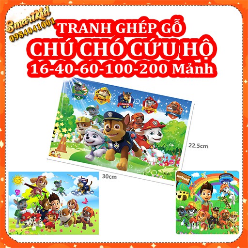 Tranh Xếp Hình Chú Chó Cứu Hộ 16 40 60 100 200 Mảnh Bằng Gỗ Ghép Hình