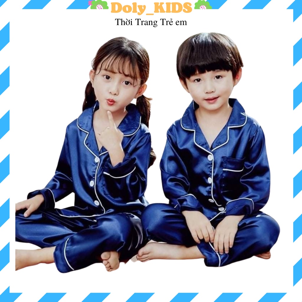 Pijama cho bé, đồ ngủ cho bé trai bé gái chất lụa trơn dài tay cho bé Từ 6-28Kg Doly kids