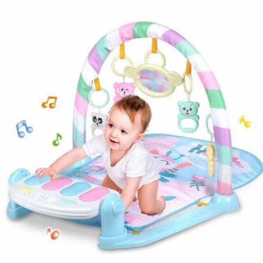 [BAO GIÁ SHOPEE] Thảm 9BABY nằm chơi nhạc phát triển trí tuệ cho bé yêu hình hươu - Chân màu xanh biển