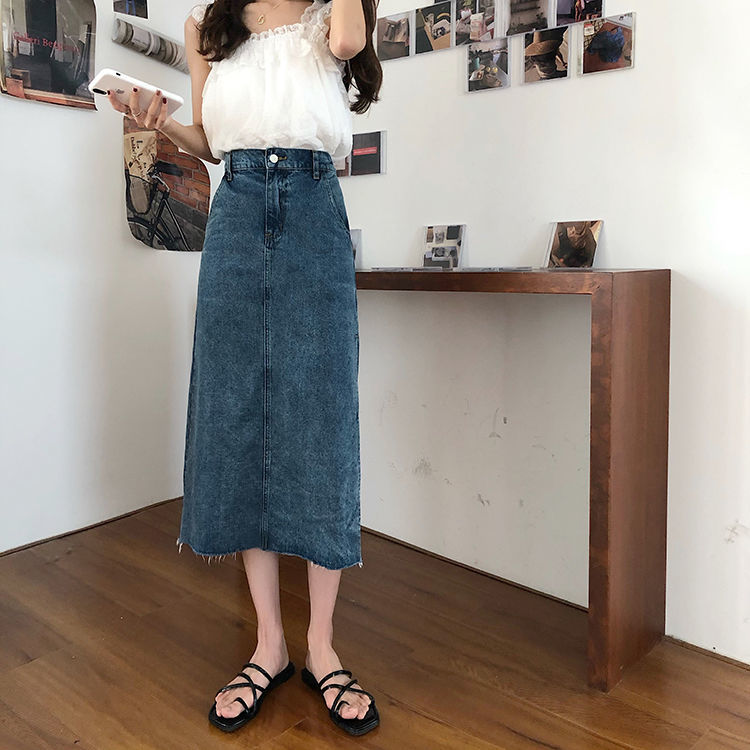 Korean fashion blue denim skirt | BigBuy360 - bigbuy360.vn