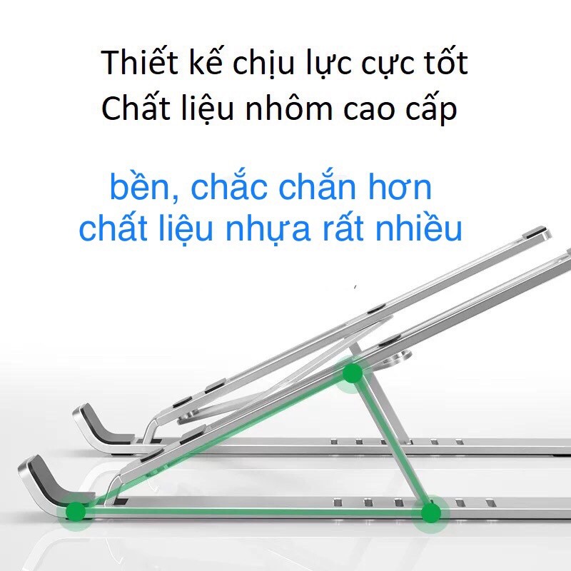 Giá đỡ laptop stand nhôm hỗ trợ tản nhiệt công thái học, có thể gấp gọn chỉnh độ cao để laptop ipad macbook surface D103